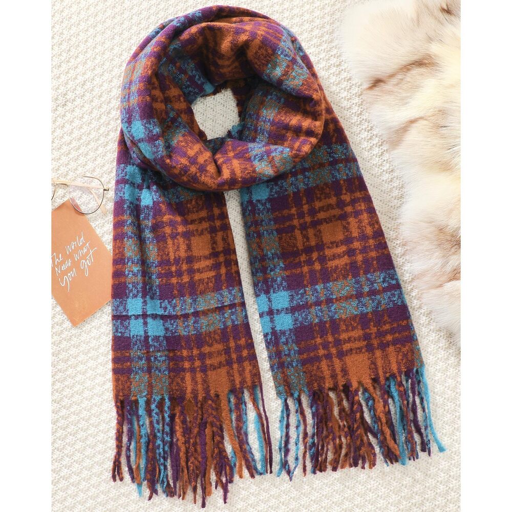 2583 Scarf For Women- Scarves Women Winter Warm, Plaid Long - Picture 2 of 7